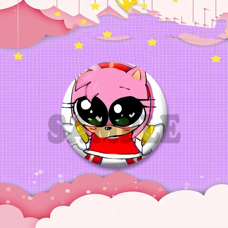 Niedliche Anime-Spielcharakter Amy Rose Brosche Cartoon Rollenspiel-Abzeichen Schmuck Emaille-Pins für Rucksack Kleidung Geschenke für Freunde – Detail 3