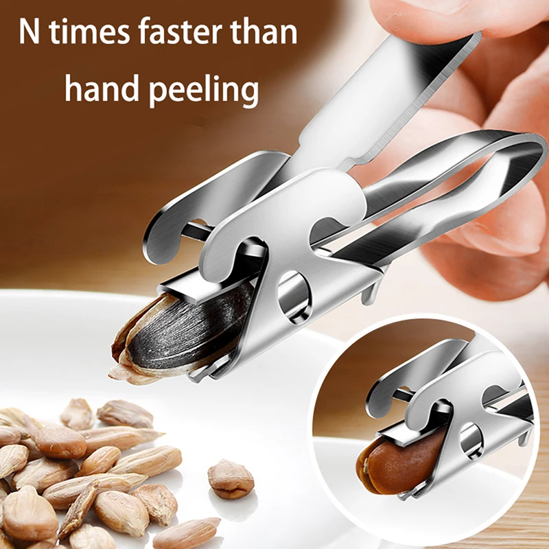 Stainless Steel Peeling Melon Seeds Pine Nut Nut Opening Device Melon Seed Peeler Peanut Sheller Melon Seeds Clip Peeler Tool