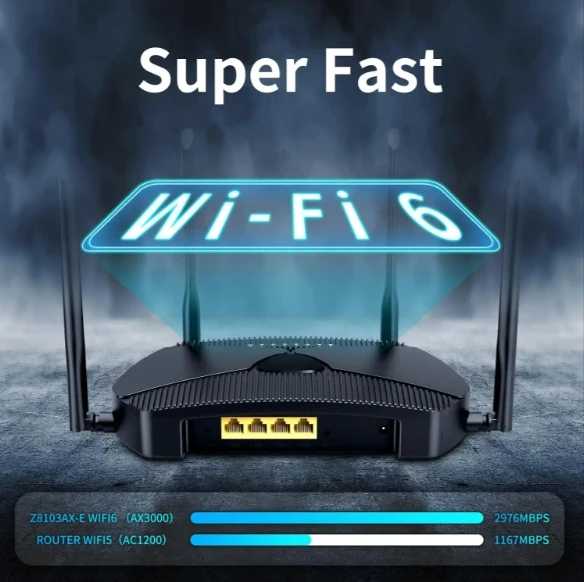 Tenda Router WiFi 6 2.4/5GHz Dual Band Gigabit Port Work with Home App Network Cable Wifi Extender AP 4x6dBi Antenna WPA3