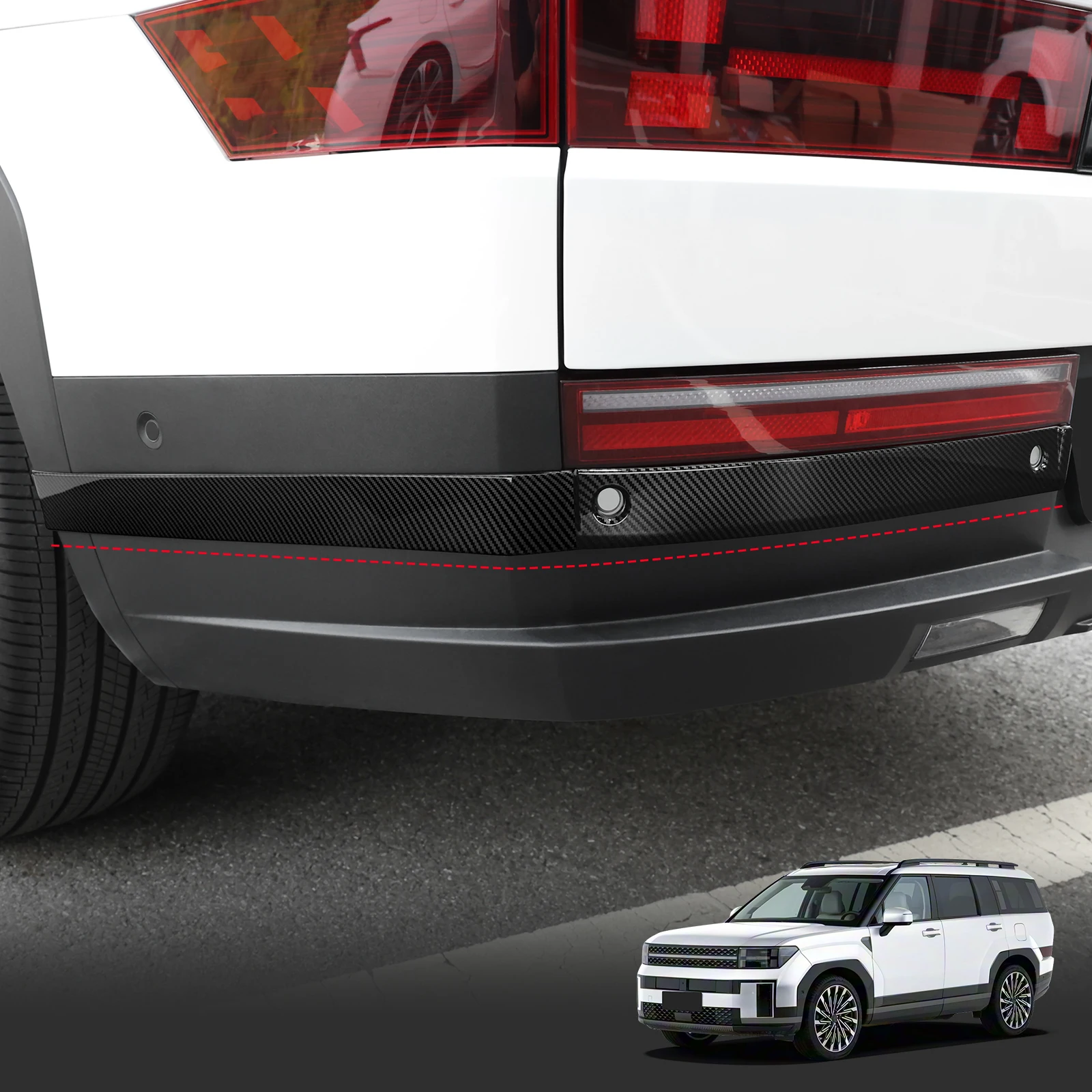 

6 шт., накладка на передний и задний бампер, полоса, комплект кузова автомобиля, угловая крышка, защитная ремонт, внешние аксессуары для Hyundai Santa Fe MX5 2024