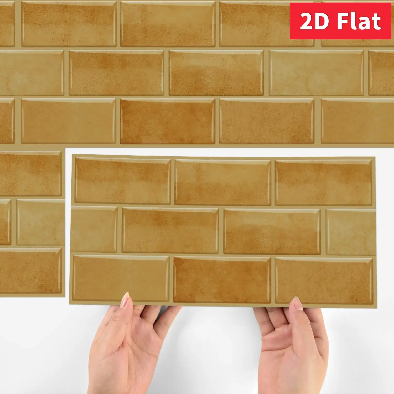 Waterproof Beige Subway Wall Tile Stickers 30*15cm Self‑Adhesive Glossy Decor for Kitchen Bathroom Apartment Wall