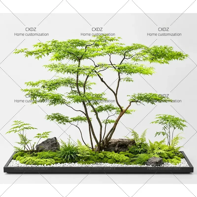 Simulation Green Plant Chicken Feet Maple Fake Foliage for Landscaping Window Display Mall Tea Room Bionic Decorative