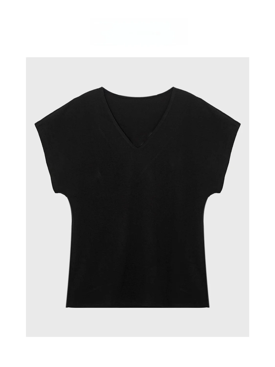

Romantic Two-Tone V-Ne T-irt with Fairy Sves Ele Summer Faion by Wei Pure Color Commute Sle ort Sve