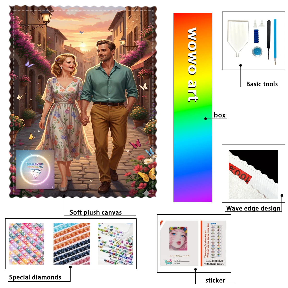 

【Diamantes con Dana】A couple was on a date on the road. 100% resin FD+ab+xc Diamond Stamping Kit Perfect Masterpiece worth Buy