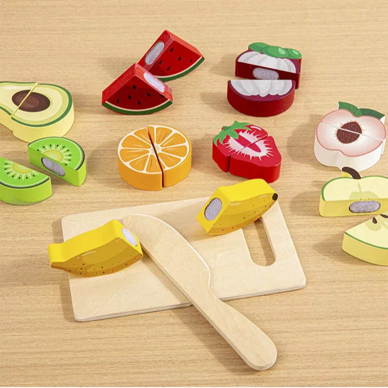 Simulation Kitchen Pretend Toy Wooden Classic Game Educational Toy For   Gift Cutting Fruit Vegetable Food Set