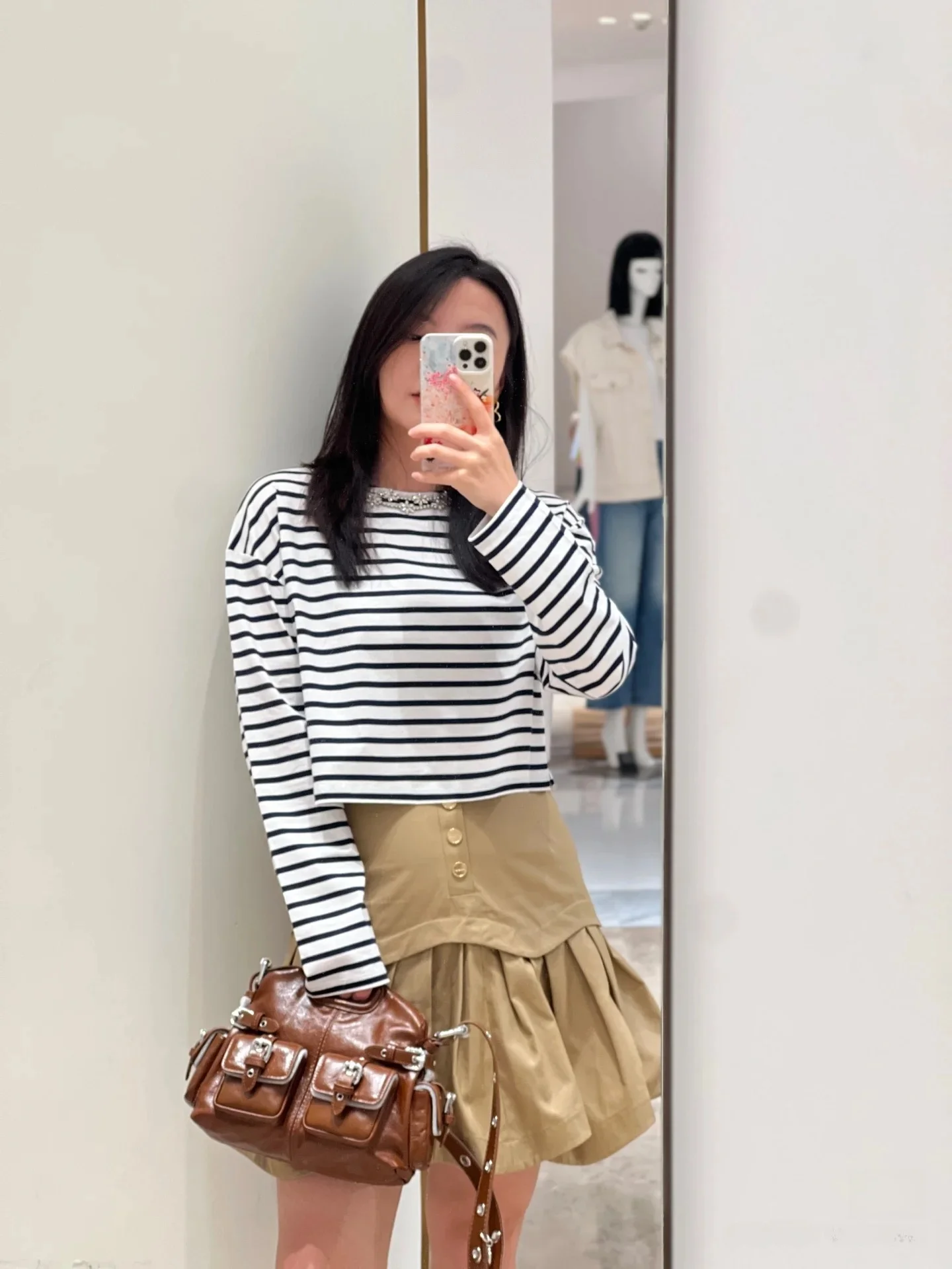 ハイウエストプリーツカーキスカート レディース Aラインレイヤードスカート カジュアルコットンハイウエストゴアードスカート 秋の新作