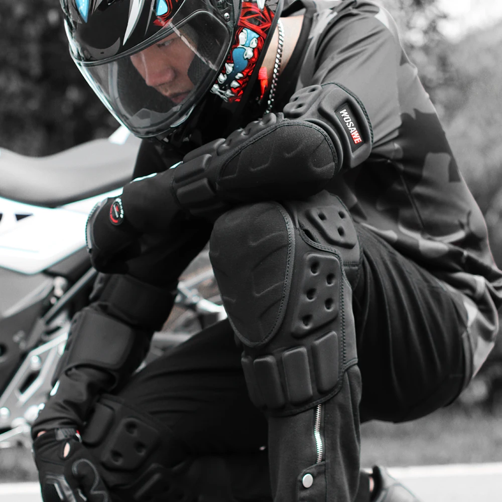 WOSAWE Motorcycle Knee Elbow Pads Braces Support Motocross Knee Pads Motorbike Riding Adult Knee Elbow Pads