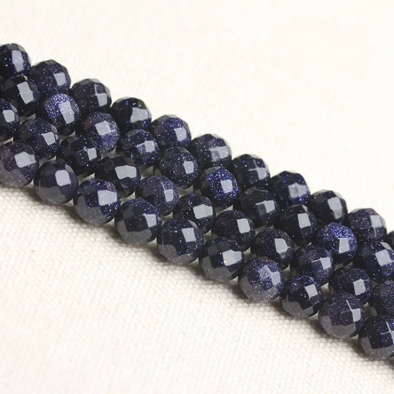 

Blue sand stone 64 faceted loose beads work in progress jewelry