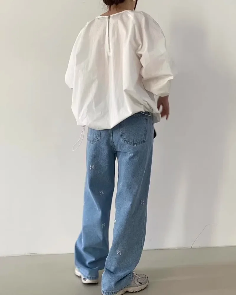 Pantalones vaqueros de pierna ancha para Mujer, Ropa de cintura alta, moda coreana, Primavera