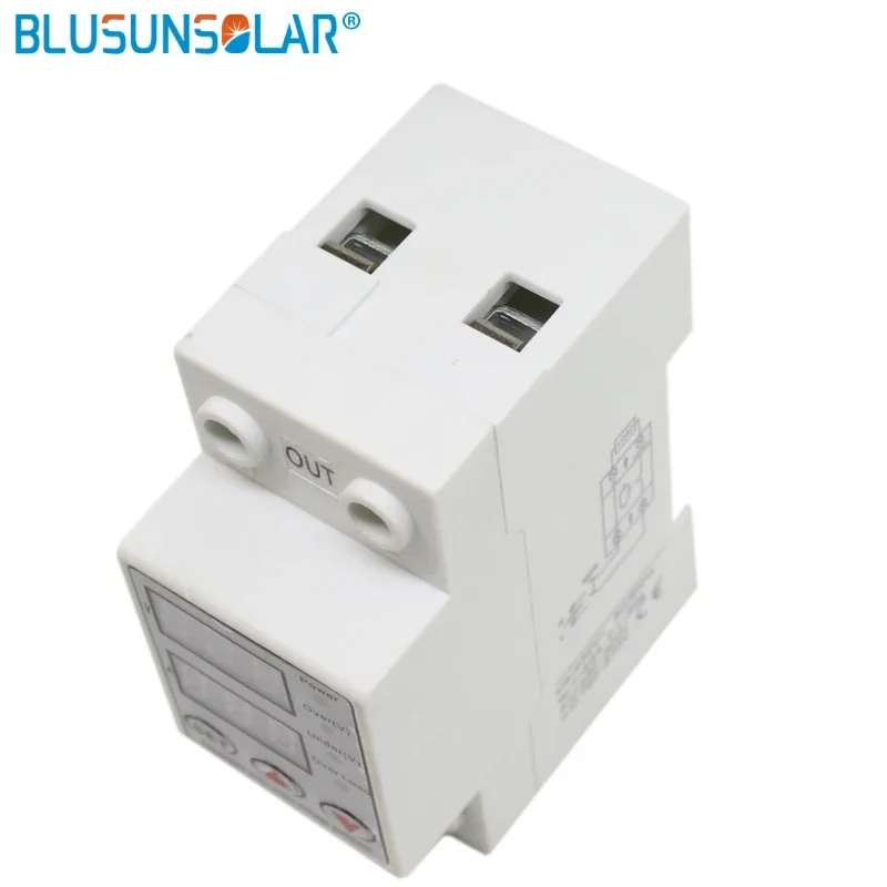 Home Usage Dual LED Display Din Rail 1-63A 316V Adjustable Voltage Surge Protector Relay with Limit Current Protection