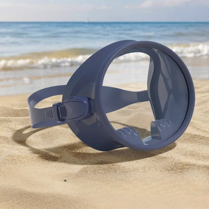 Retro Single Lens Scuba Oval Dive Mask Fog Free Tempered Glass Silicone Snorkel Goggles Anti Fog Wide View Diving Glasses