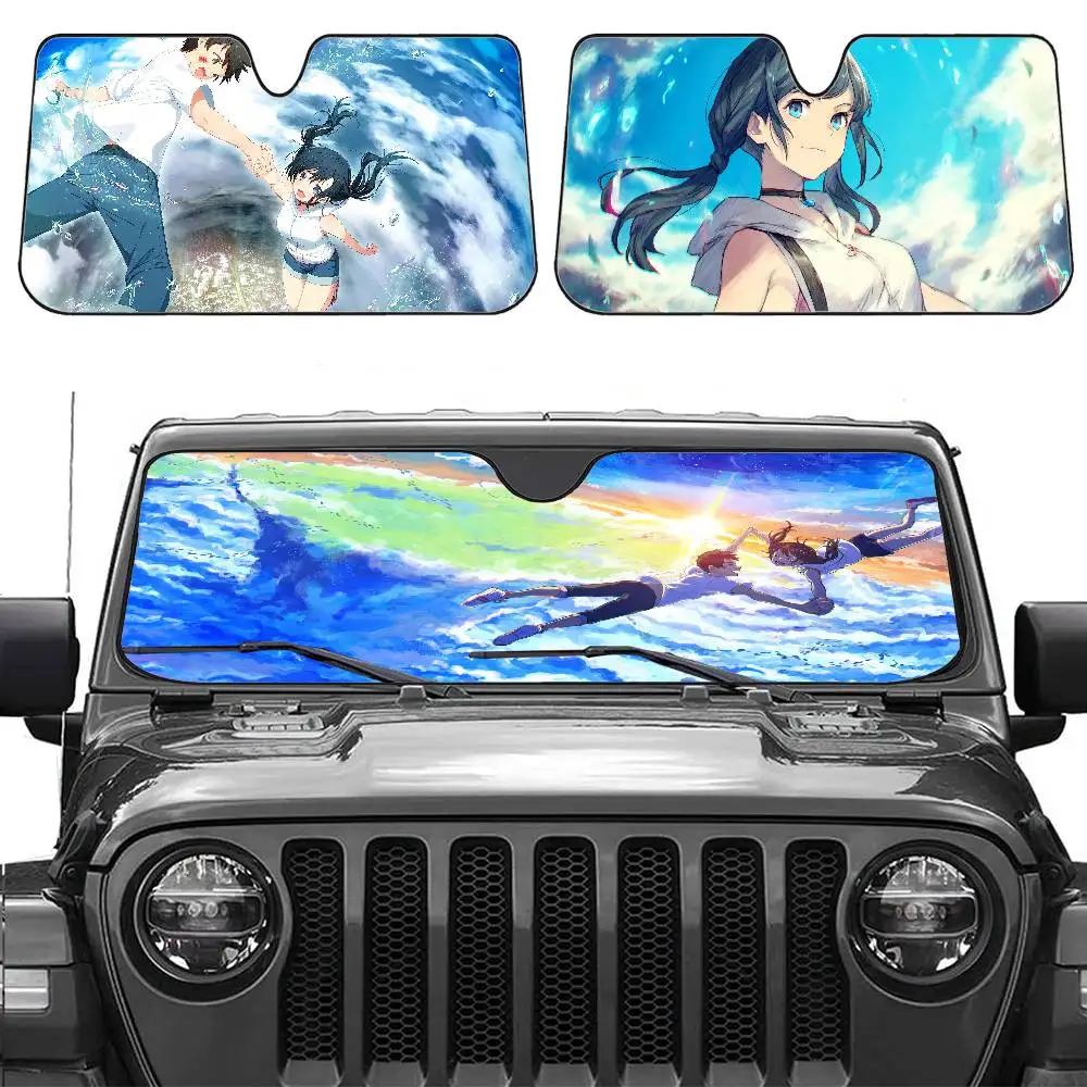 

H-HINA AMANO Summer Car Sunshade Front Windshield Sunshade Sunblock Thermal Insulation Sunshade Umbrella Retractable
