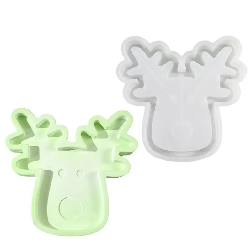 Deer Head Mold Christmas Elk Mold Clear Casting Sturdy Edges & Bottom Soap Dish Funny Silicone Christmas Mould For Making Resin