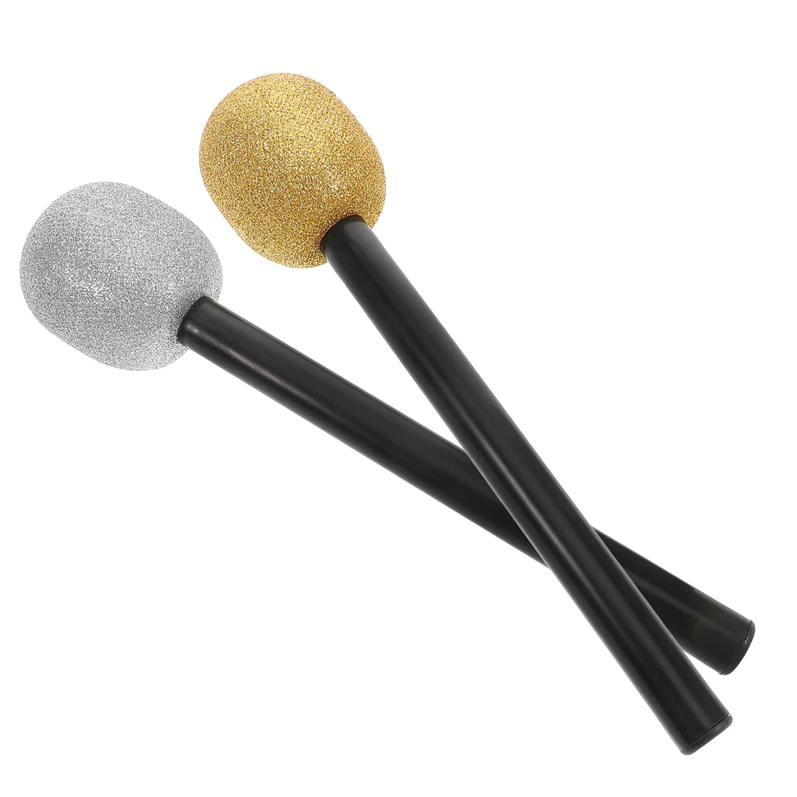 2 Pcs Halloween Decorative Microphone Disco Props Sparkly Clothing Plastic Glittered Fake Toy