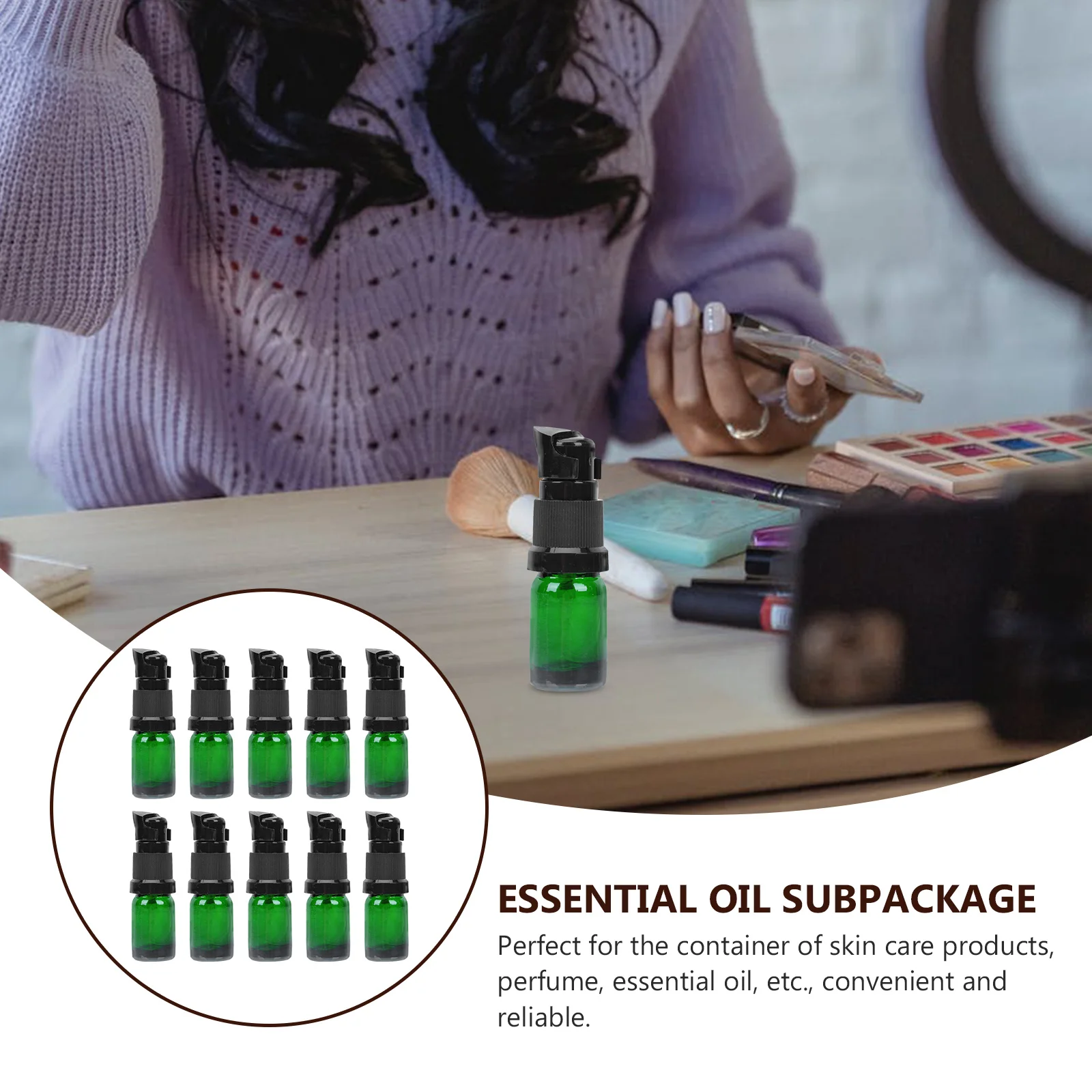 

10Pcs Multipurpose Sub Bottles Reliable Glass Material Tightness Leakproof Easy Use for Cosmetics Oils Skincare