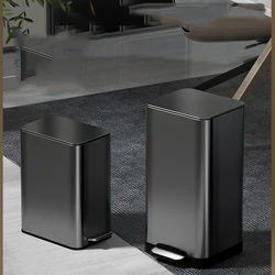 Waste Bin Touchless Black  Aesthetic Charms Food Storage Basket Bucket Dustbin Ecoco Office Kitchen Lixeira Home Garden Bins