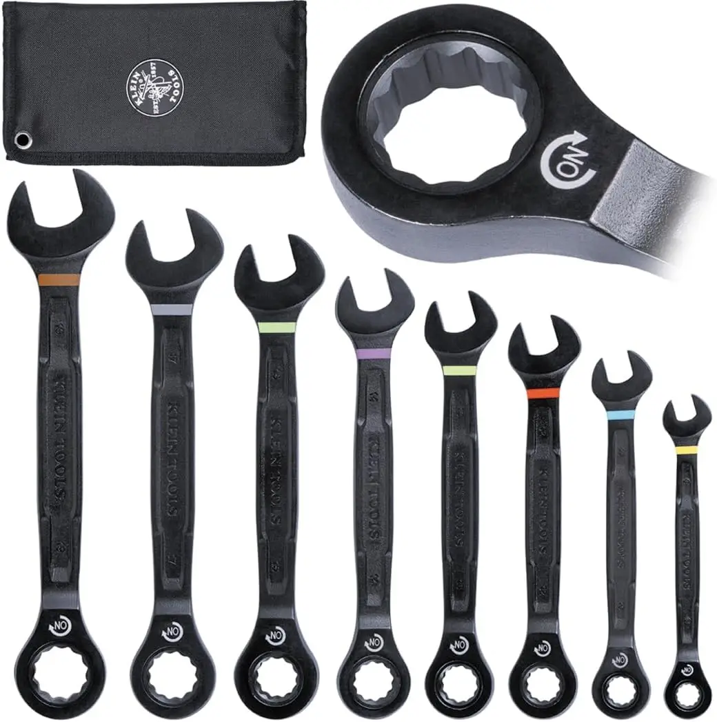 

8-Piece Metric Ratcheting Combination Wrench Set, 8-19 mm, 90-Tooth, Steel Alloy, Foam Pouch