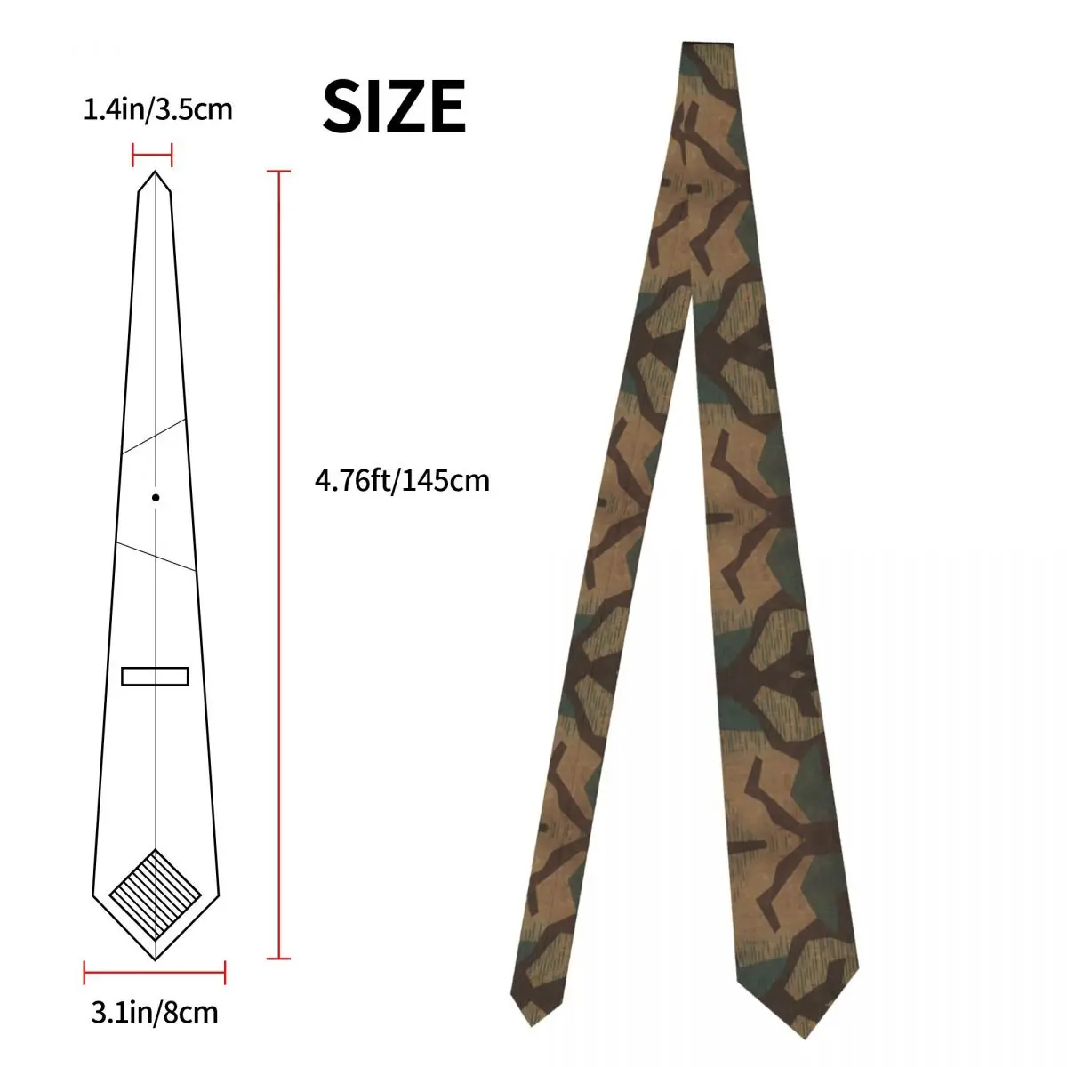 Splintertarn German WW2 Camouflage Necktie Men's Customized Silk Military Tactical Camo Neck Ties for Wedding