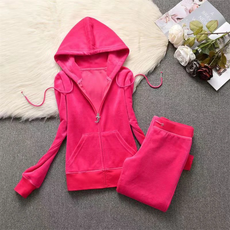 Y2K Velvet Tracksuit For Women 2024 Brand Hoodies Jacket  Pants Sets 2 Piece Set Women Outfit