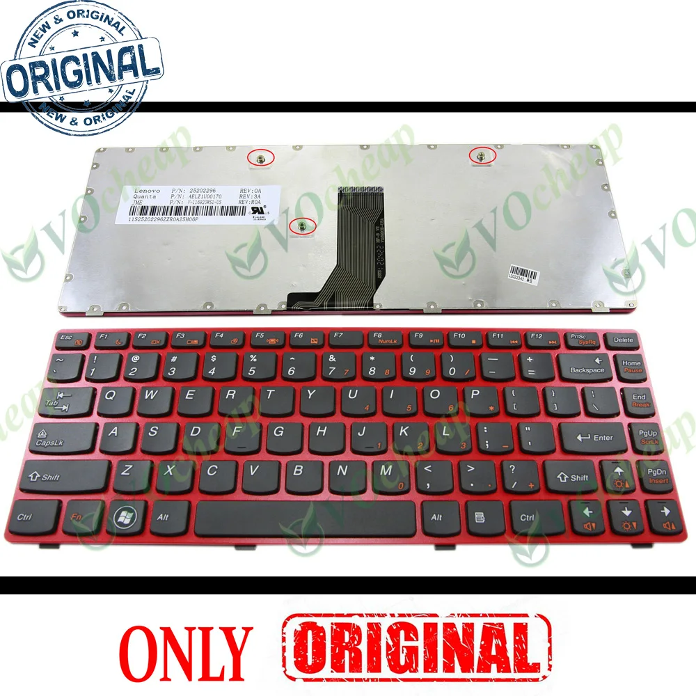 Original New Notebook Laptop Keyboard for Lenovo G480 G480A G485 Black key Red frame US Version - V-116920WS1-US