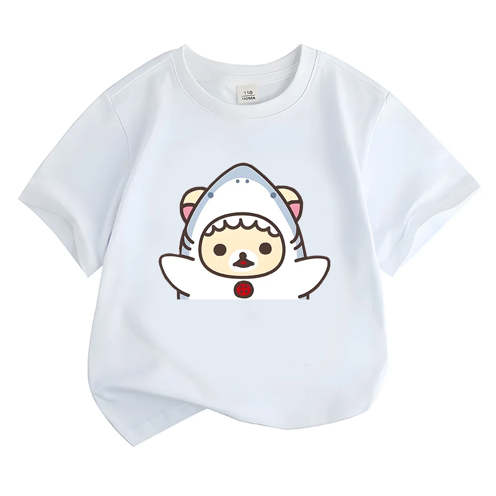 Korilakkuma Cosplay Shark Tshirt Rilakkuma Roupas Meninas 2-12 Anos Children Fun Boys Girls Cartoon Tee Clothes 코리락쿠마 Casual Top