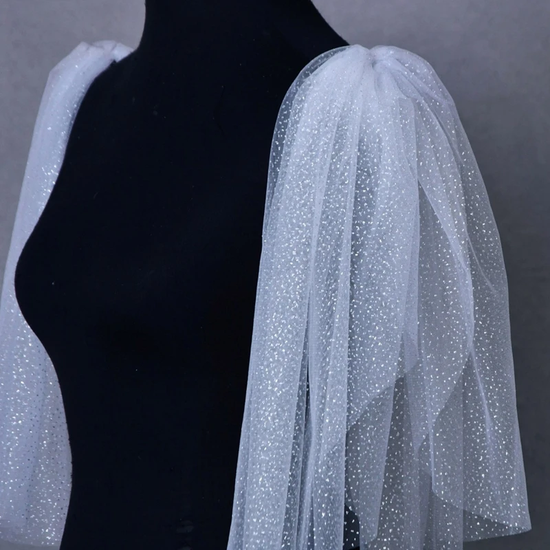 Kobiety Prom Wedding Bridal Wrap eleganckie złocenie Sheer szal Sexy przezroczysty, tiulowy Shinning Shoulder Stole na wesele