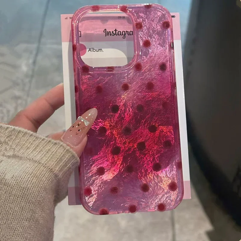 Raspberry Red Polka Dot Clear Phone Cover for IPhone 11 12 13 14 15 16 Pro Max XS MAX X 7 8 14 Plus SE20 Fundas Hard Cover Shell