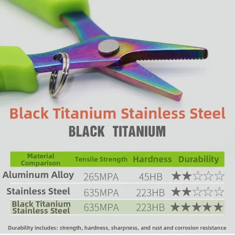 Titanium Plated Fishing Scissors Serrated Blade Rust Resistant Line Cutter For PE Carbon Nylon Fishing Lines