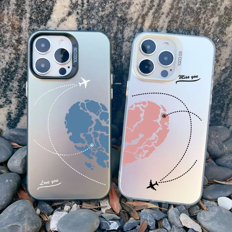 Etui na telefon z motywem samolotu, serca i pary, odporne na wstrząsy, laserowe obudowy na Apple iPhone 17 16 15 13 12 11 Pro Max Mini 14pro Max Plus