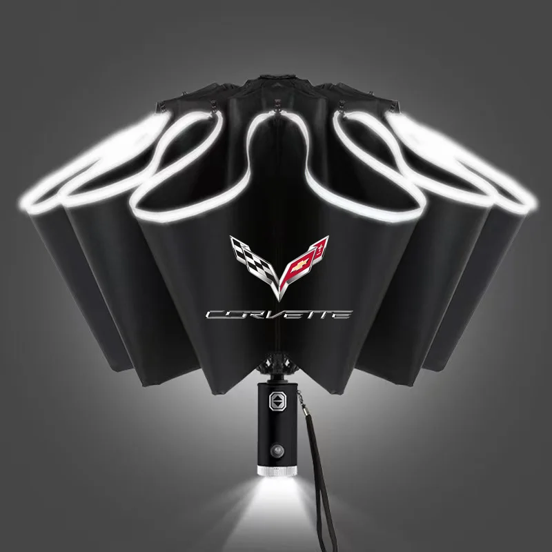

Automatic Umbrella with LED Reflective Strip Rain Wind Umbrella for Corvette C1 C2 C3 C4 C5 C5 C6 C7 C6-R C8