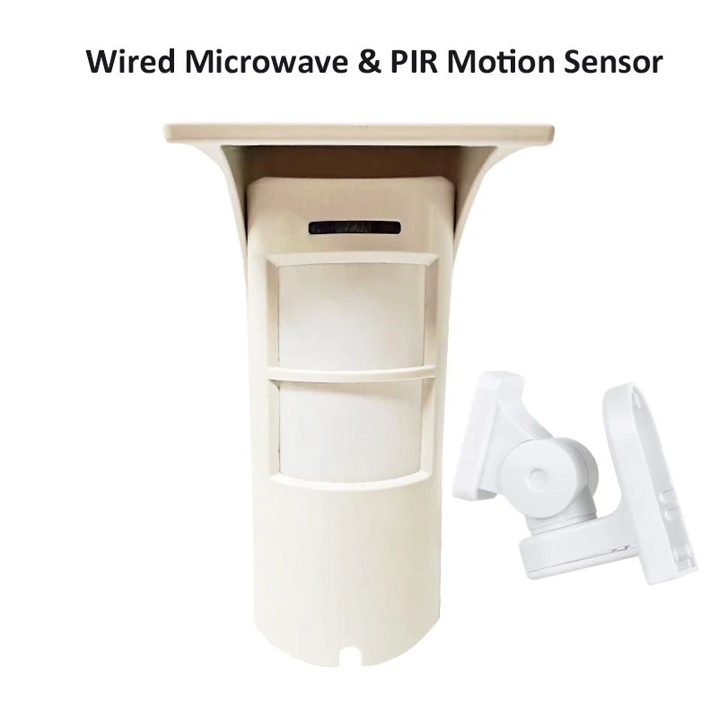 Outdoor Wired Microwave PIR Motion Sensor with Rain Cover Pet Immune 25KG Anti-tamper for Smart Home Security Protection