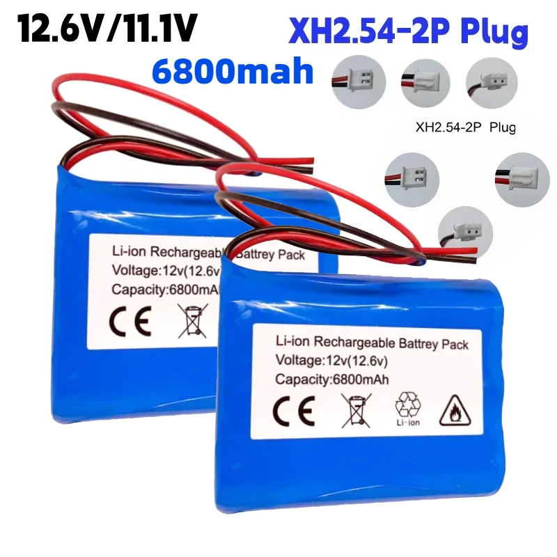 New 11.1V/12.6V 6800mAh 3S1P 18650 Rechargeable Lithium Ion Battery with PCB and Connector