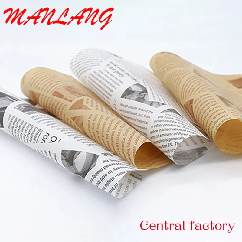 Custom  Food grade oil proof paper kitchen oil absorbing baking burger french fries oil proof packaging paper pad mat