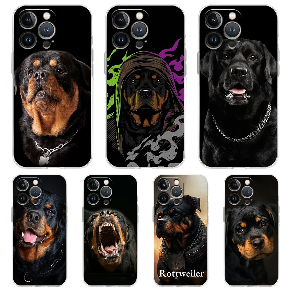 Rottweiler Dog Case for iPhone 16 15 14 13 12 Pro Max Cover Transparent Soft for iPhone 11 Pro Max 7 8 Plus XS XR Shell Capas