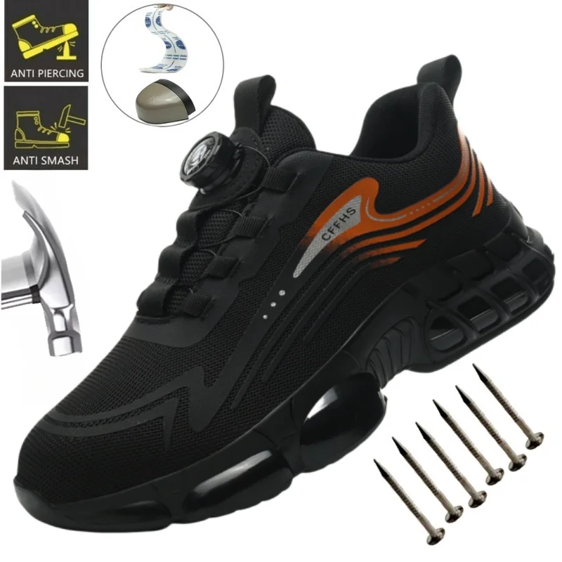 

Steel Toe Safety Shoes for Men - Puncture Proof, Slip Resistant & Durable Work Boots for Construction, Outdoor Industrial Use