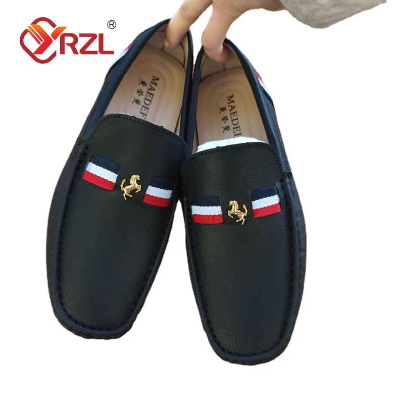 YRZL Loafers Men New Design PU Leather Loafers for Man Casual Slip on Moccasins Men Comfy Brown Moccasin Driving Loafers for Men