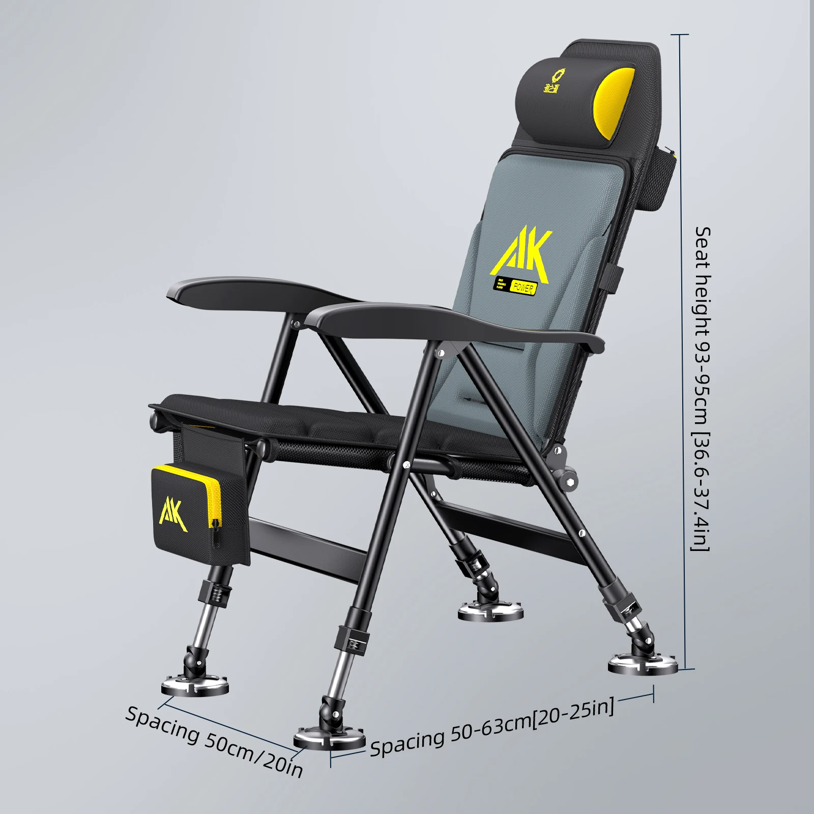 Heavy Duty Folding Fishing Chair with Adjustable Legs & Mud Feet Ergonomic Padded High Back Carp Chair with Rod Holder view 6