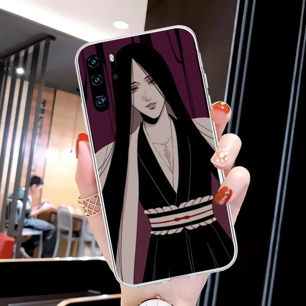 Bleach Unohana Mobile Cell Phone Case for Huawei P50 P40 P30 Pro Mate 40 30 Pro Nova 8 8i Y7P Honor Clear Phone Cover Funda