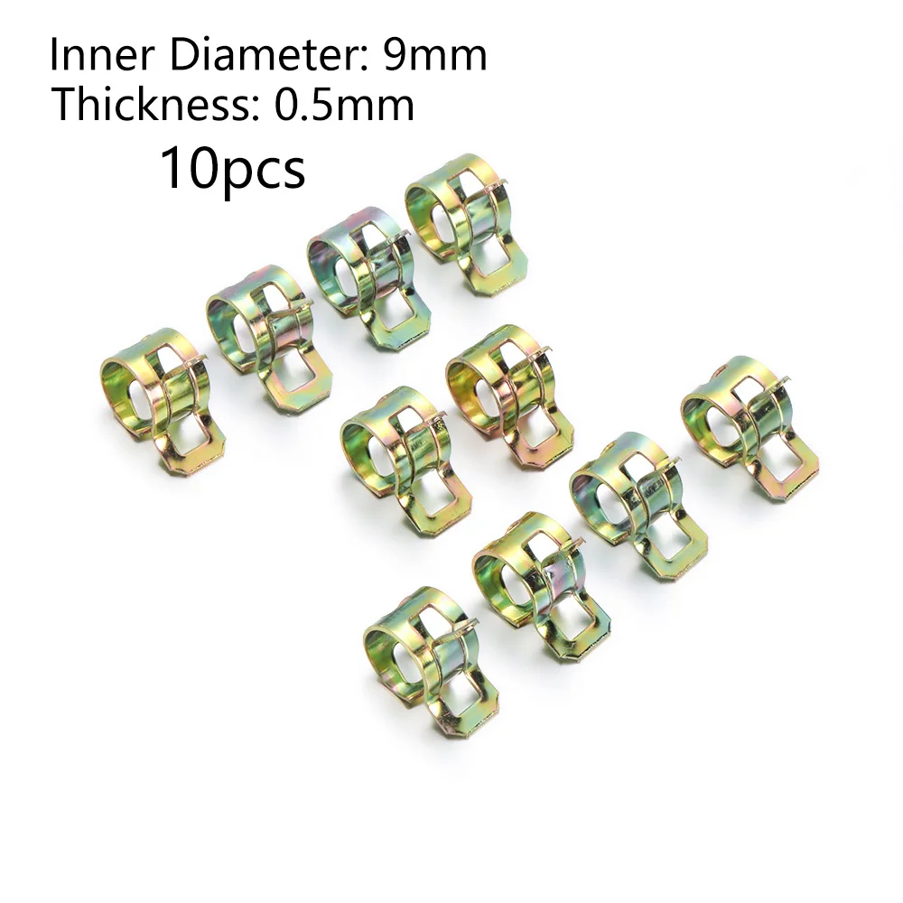 10Pcs High Quality Stainless Steel Galvanized Fastener Fuel Oil Line Water Hose Pipe Tube Clamp Spring Clips