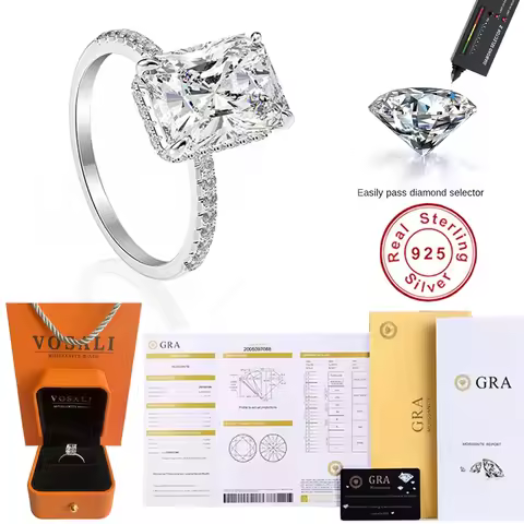 Cbtb Rectangular Luxury Real Moissanite Wedding Ring 925 Sterling Silver Jewelry Wholesale