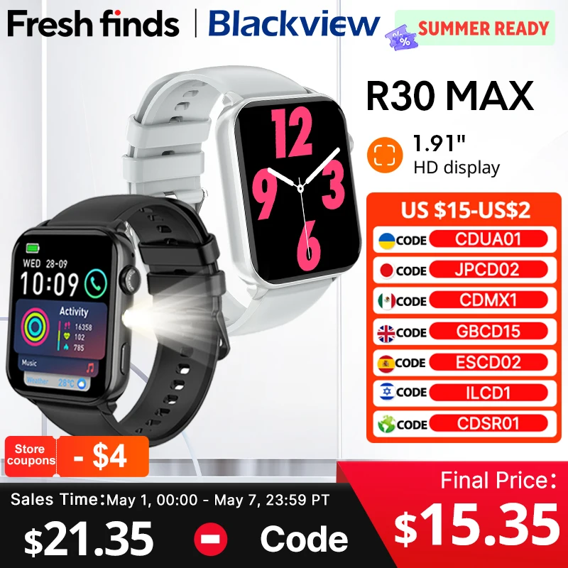 【World premiere】Blackview R30 Max Smartwatch 1.91