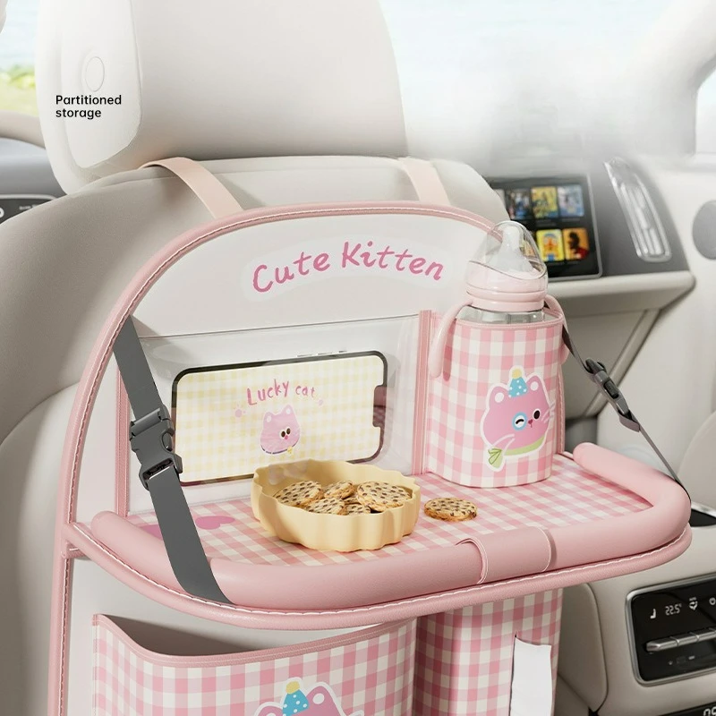 Car Accessories Interior Space-saving Car Back Seat Storage Bag Foldable Table Board Cartoon Luggage Carrier
