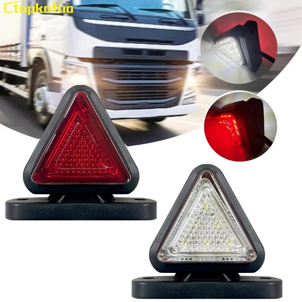 2PCS Triangular Side Marker Lights LED Outline Lamps 12V 24 for Trailer Truck Lorry Camper Lighting Clearance Indicator Lights
