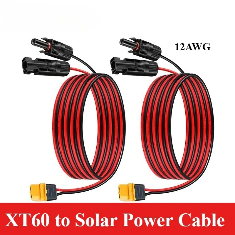 MC Solar to XT60 Male/Female Charge Extension Wire 12AWG for MC to XT60 Adapter Cable XT60 M/F Input Port Portable Power Station