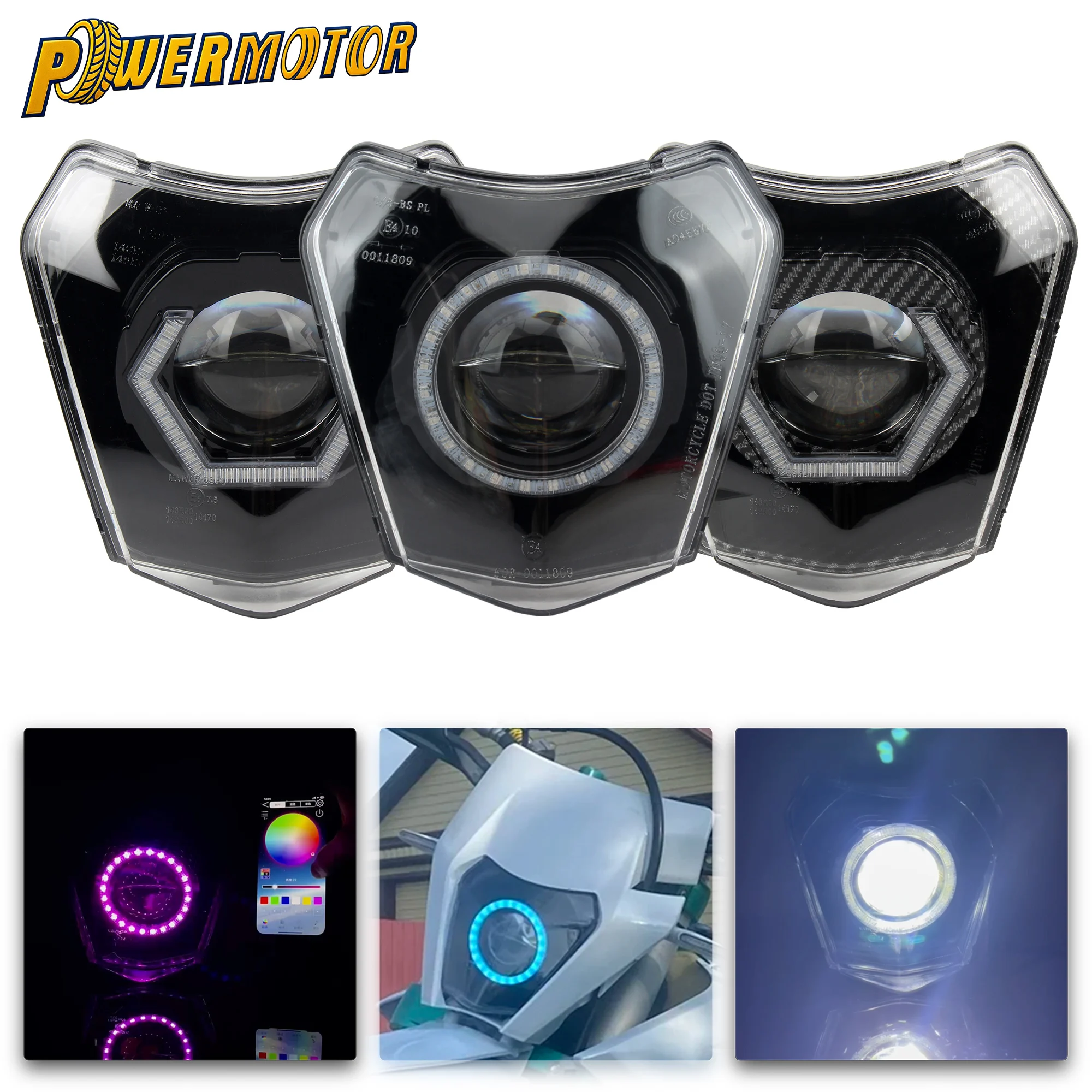 

Motorcycle Angel Eyes Headlight App Control RGB Lights For KTM EXC SX XC XCW EXCF 125-500 TE TC FE XCF 125-450 530 690 SMR XC-W