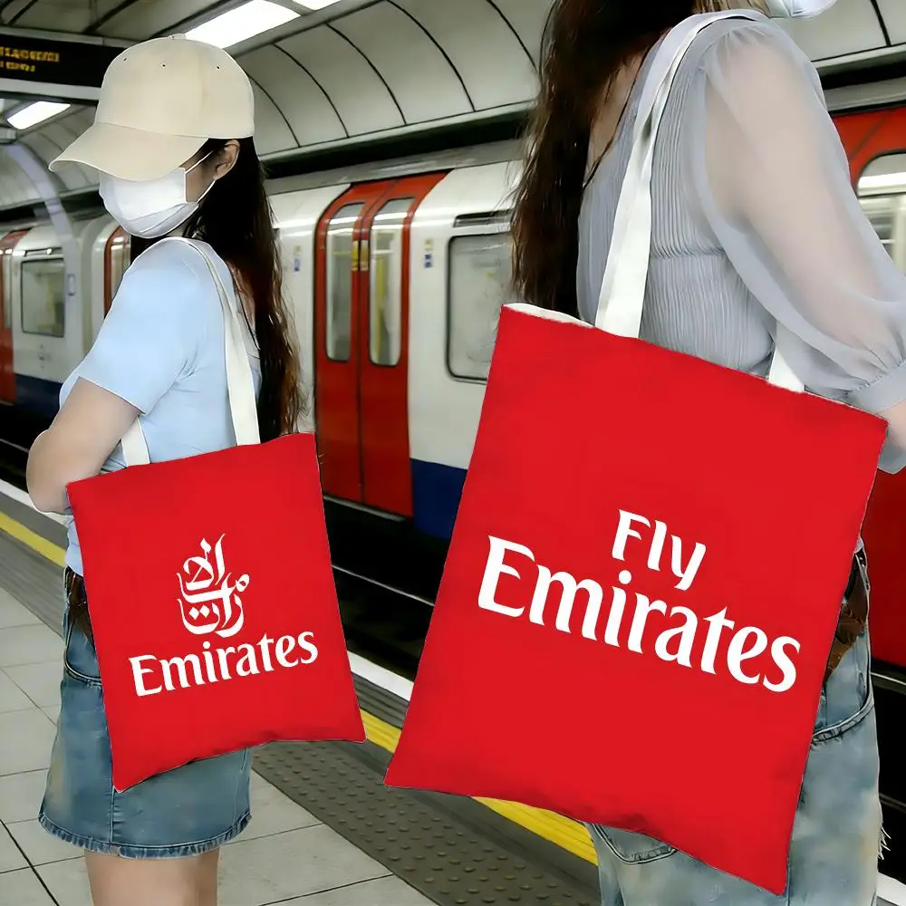 airline aviation logo E-Emirates Storage Bags Shopping Bags Series Print Bags Lightweight Shoulder Bag For Daily Use