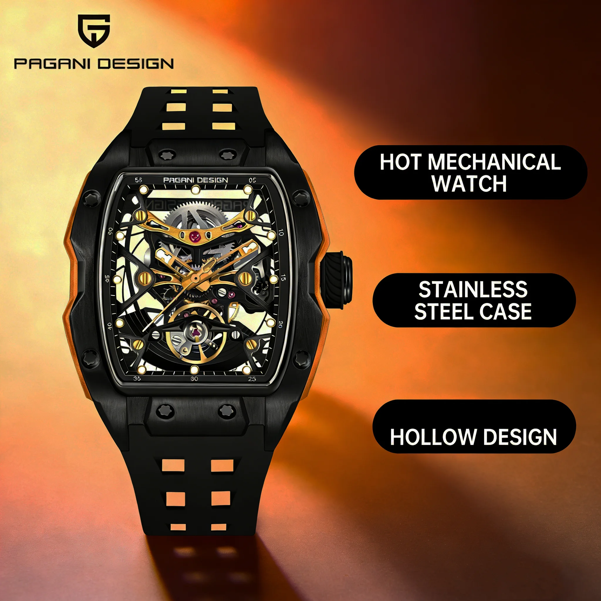 Pagani Design Luxusmarke Herrenuhr 50m Wasserdicht Edelstahl Saphirglas Casual Herren Automatische Mechanische Uhr