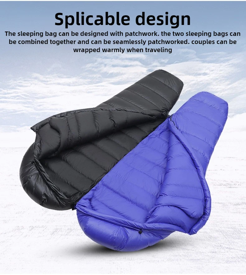 Ultraligero Calido Saco de Dormir Adulto de Pluma Ganso، Invierno Impermeable Portátil، Para Acampar Montaña Senderismo