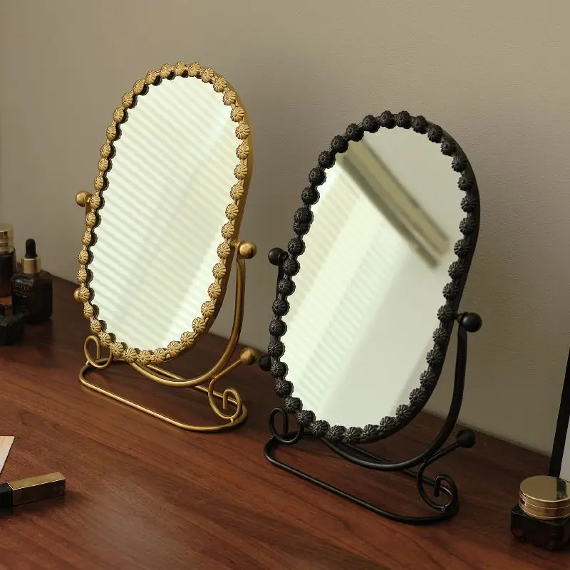 Light Luxury High-grade European Style Vanity Mirror Bedroom Decorating Stand Mirror Quality Upright Mirror Stylish Versatile