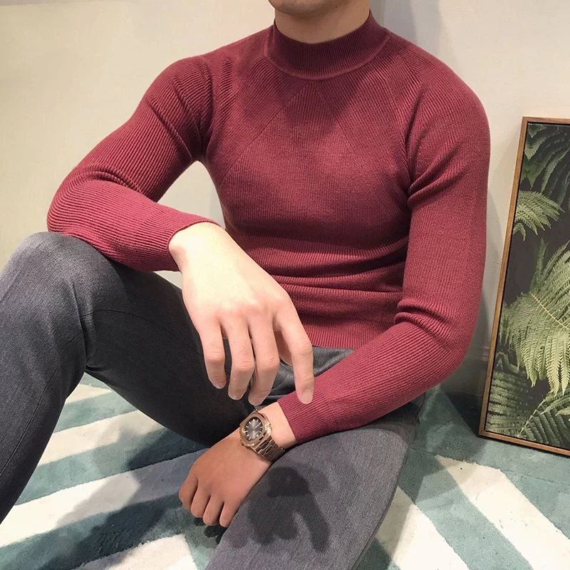 Maglione mezzo dolcevita alla moda da uomo 2025 Primavera Nuova camicia base Pullover versatile casual sottile